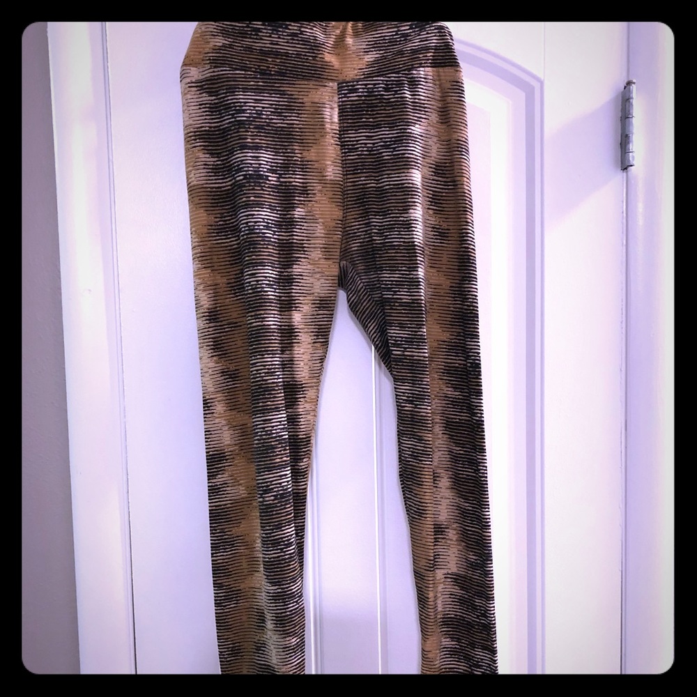Brown/Black/Tan Striped Lularoe OS Leggings